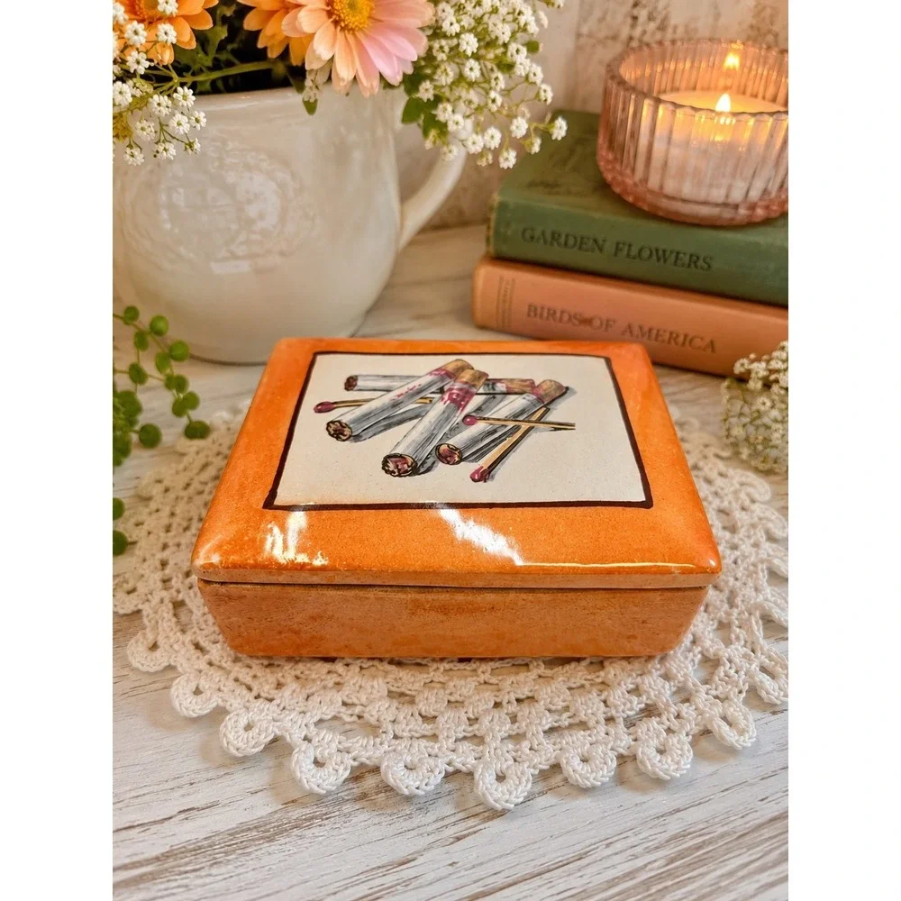 Antique 1920s Czechoslovakia Ceramic Cigarette Box Czecho Art Deco Tobacciana